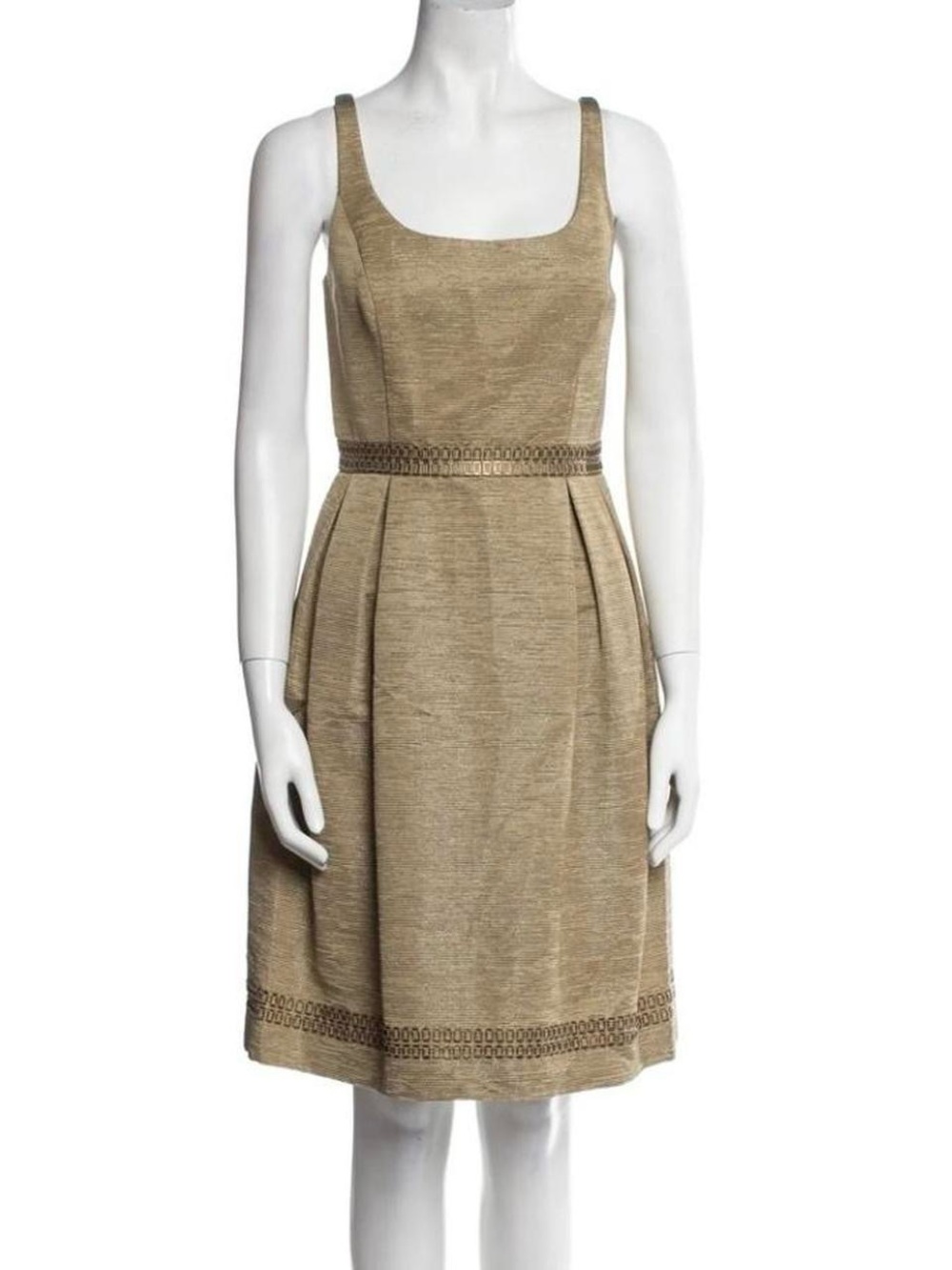 Carmen Marc Valvo Collection Gold Fit & Flare Dress Size 8 Like New